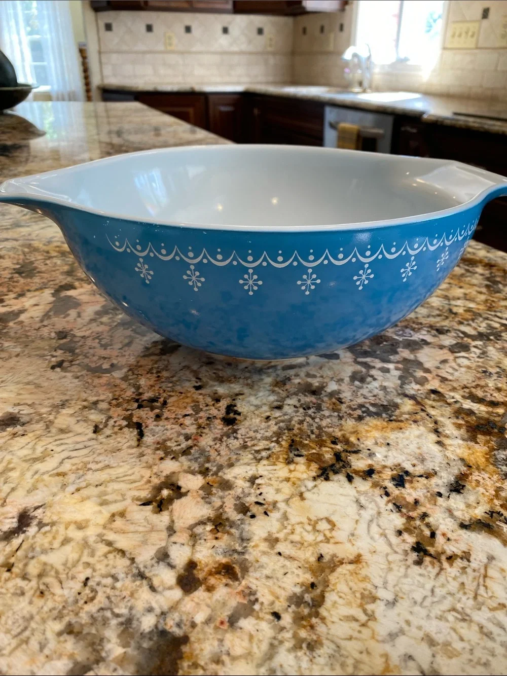 Pyrex Snowflake Cinderella Blue Garland Nesting/ Set Of 4 Mixing Bowls~MCM